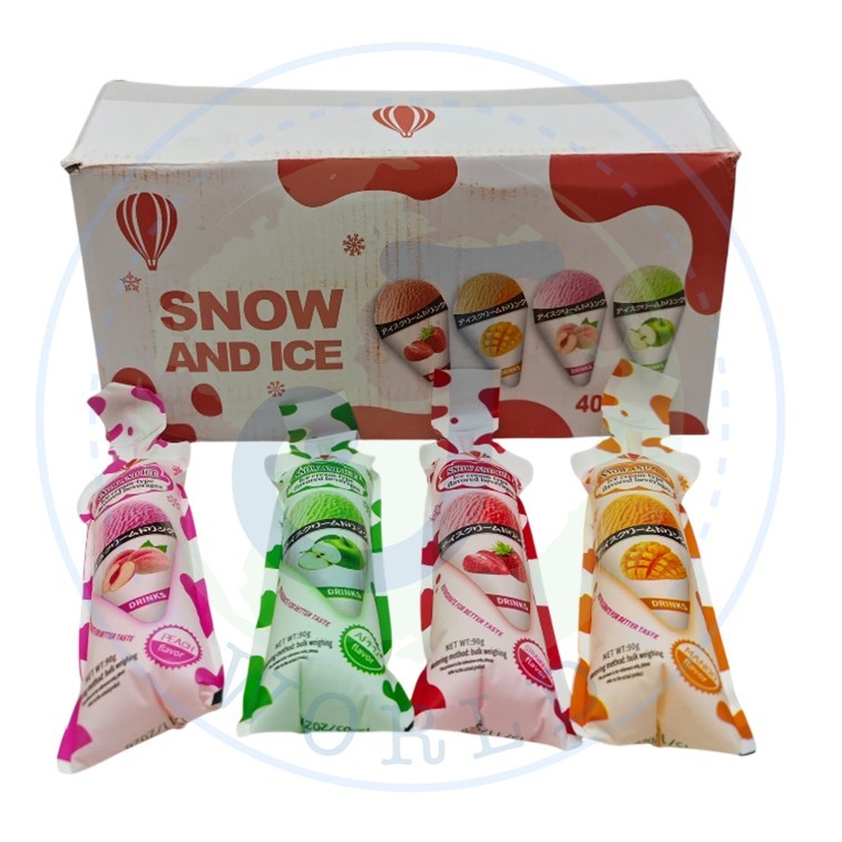 [VIRAL] 40PCS JELLY SNOW AND ICE CREAM POPSICLE ±90G (APPLE / STRAWBERRY / PEACH / MANGO / COCA ICE) KONJAC JELI HALAL