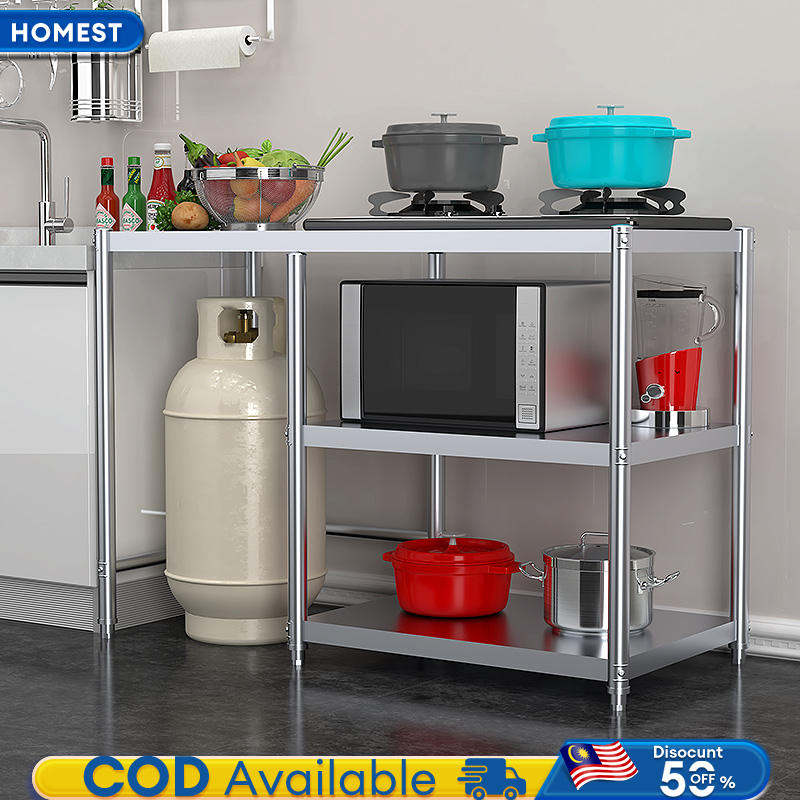 Stainless Steel Kitchen Rak Dapur Gas Rack Gas Kitchen Stove Rack Cooking Rack Meja Dapur Masak燃气灶架