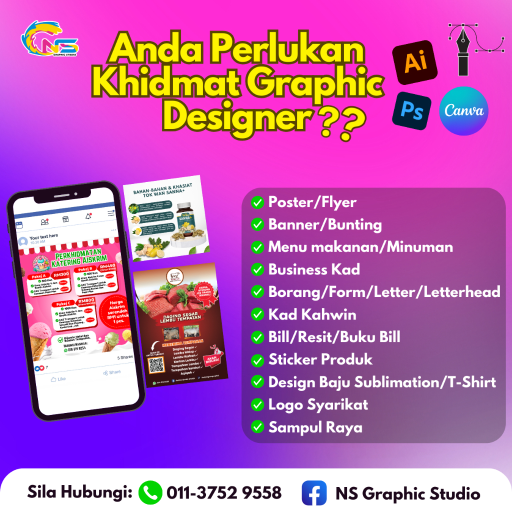 Custom Graphic Design Services / Servis Graphic Design/ Upah Design