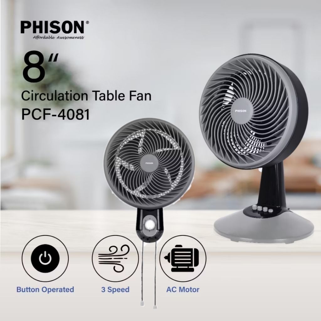 Phison Circular Wall Fan Table Fan Turbo Fan Powerful Fan PWF5081 PTF4081