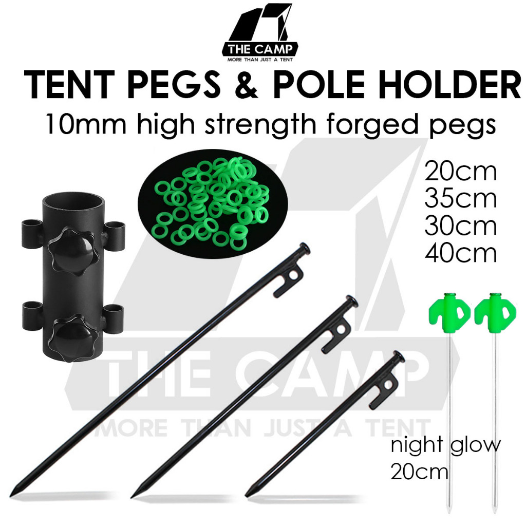 Camping Tent Steel Nail Peg and Pole Holder for Flysheet Tarp 20cm 30cm 35cm 40cm Awning Canopy Support Anchor