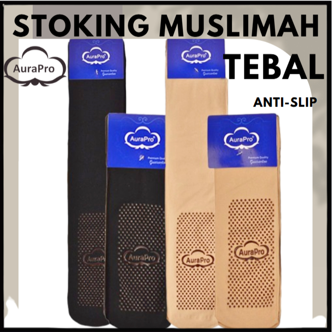 Stokin muslimah panjang pendek anti slip aurapro stoking muslimah wanita sarung kaki muslimah tebal