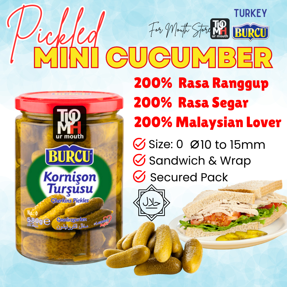 580gm Burcu Cucumber Pickle Pickles Gherkin Halal Pickled Cucumber Jeruk Timun Halal Timun Jeruk Hal