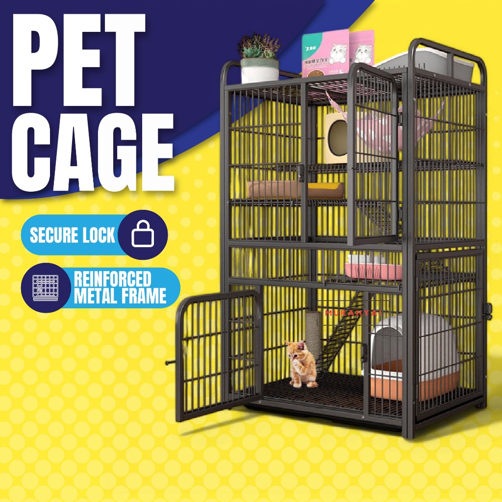 Cat Cage Large Sangkar Kucing murah Besar 2 3 4 Tingkat Level Pets Cages Indoor Cat House Dog Cage Platform Rumah Kucing