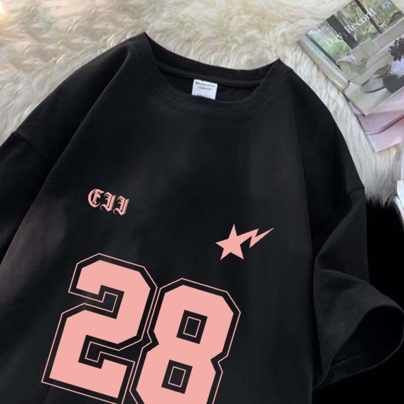 2025 New Summer Clothes Cotton Short Sleeve T-Shirt Women's Loose Lazy Style Design American Top