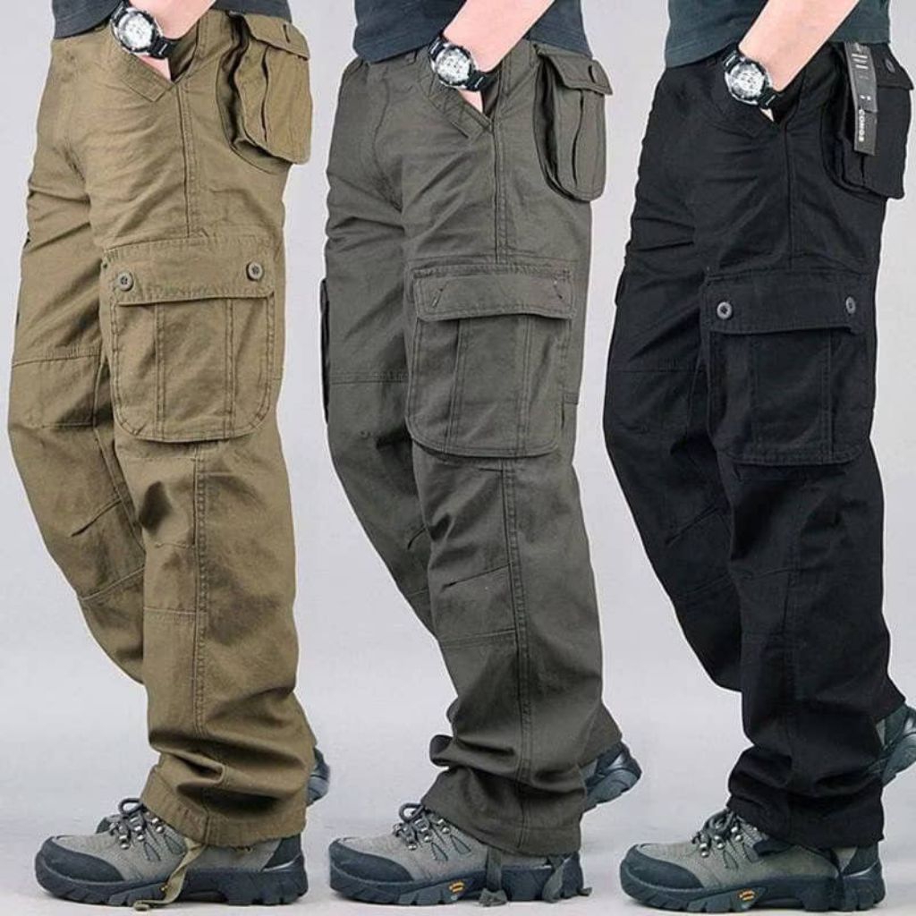 Lelaki straight cut cargo pant malay style  6 poket kain cotton good quality  saize 28 to 40 ready stock in Malaysia