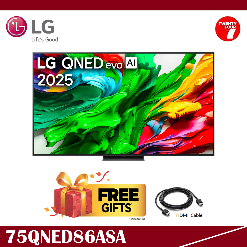 [ Delivered by Seller ] LG 75 inch QNED evo AI TV QNED86 MiniLED 144Hz Gaming Mode* Dolby Vision (2025) 75QNED86ASA