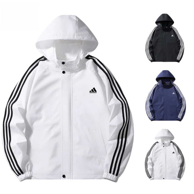 Jaket angin uniseks Windproof Hooded Jacket Outdoor Casual Sports Windbreaker Running Jacket Bomber Jacket