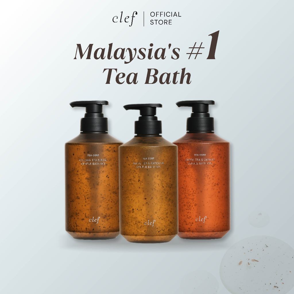 CLEF Tea Core Gentle Bath Gel 500ml - Green Tea & Orange / White Tea & Gardenia / Oolong Tea & Rose