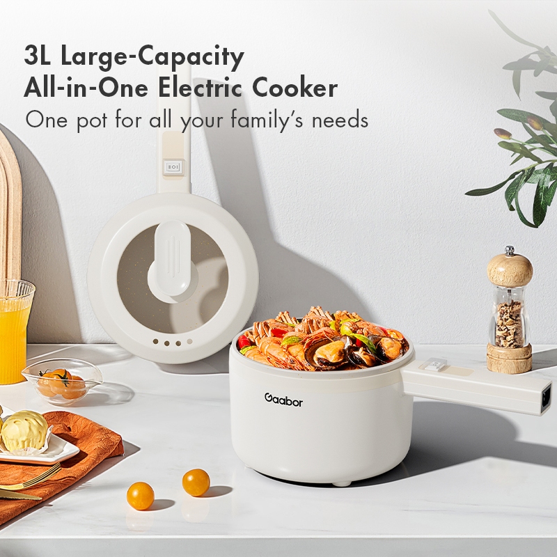 Gaabor Electric Cooker 3L Multifunctional Electric Skillet Hot Pot Non Stick Mini Wok Pan EC-30M01A