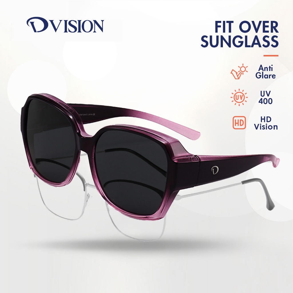 DVISION EYEWEAR Spek Mata Hitam Anti Silau untuk Cermin Rabun Big Fit Over Sunglass Polarized UV400