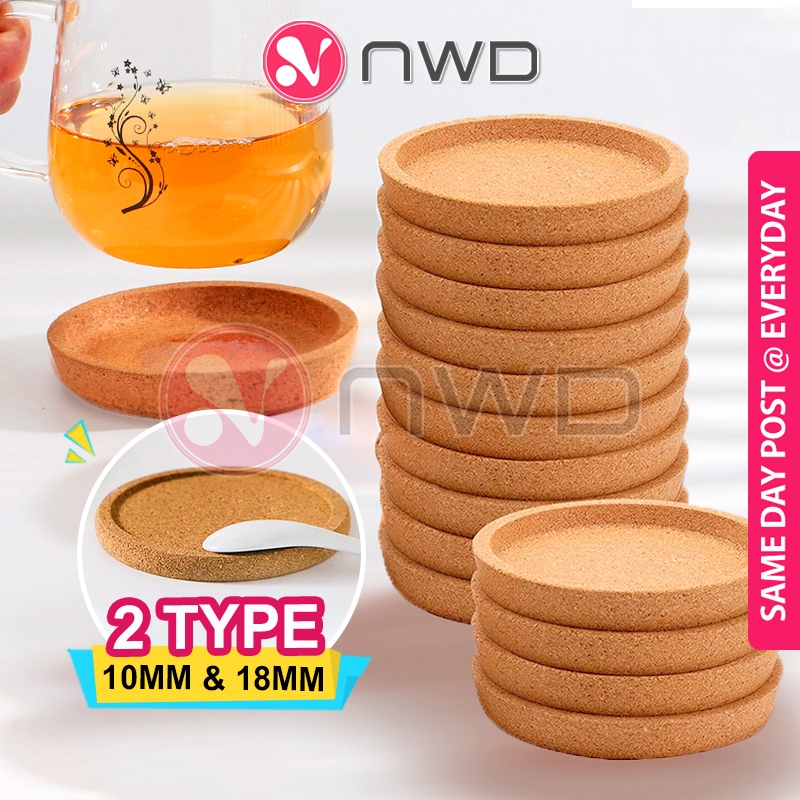 《 》 Wooden Coaster Cork Heat Insulation Round Cup Placemat Pad Pelapik Cawan 杯垫 NWD