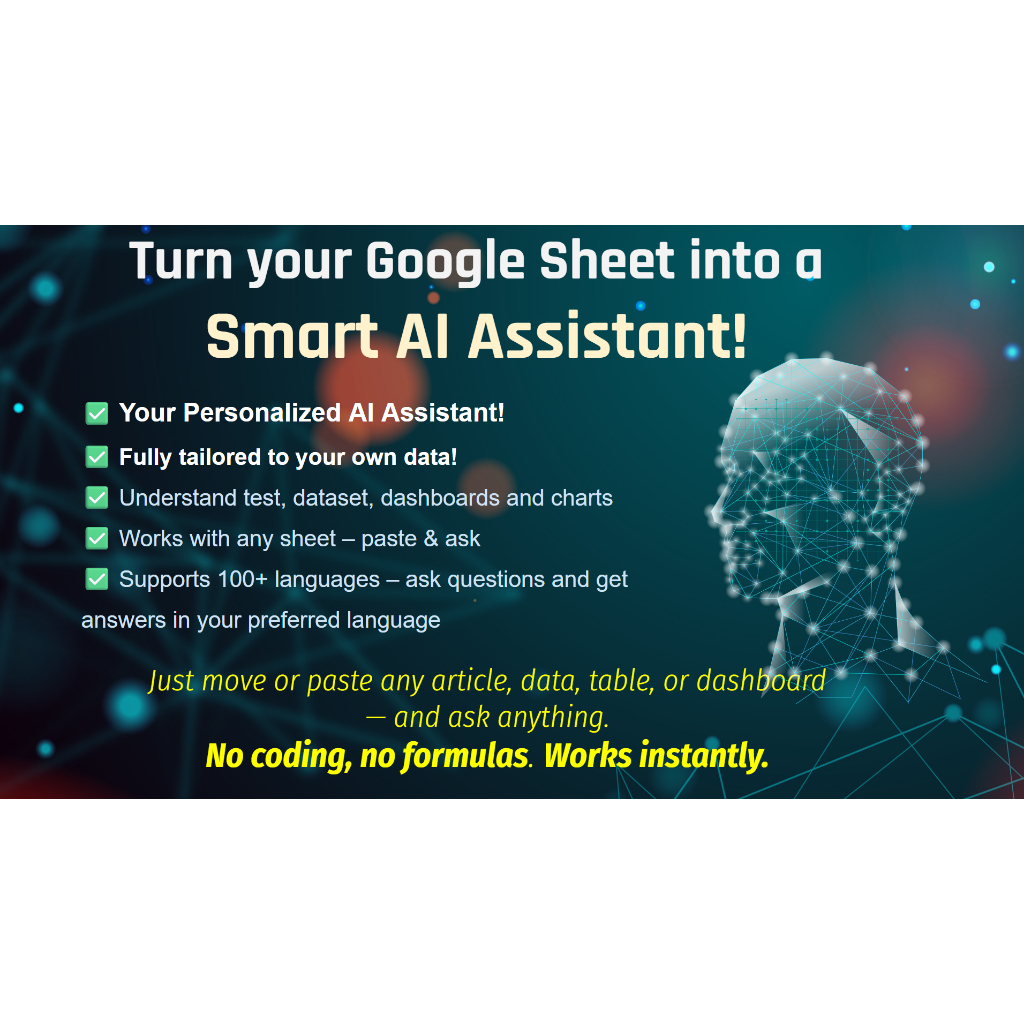 AI Chat Assistant for Google Sheets | Analyze Charts, Tables & Articles Instantly |Google Sheets AI 助手 |Pembantu AI Chat