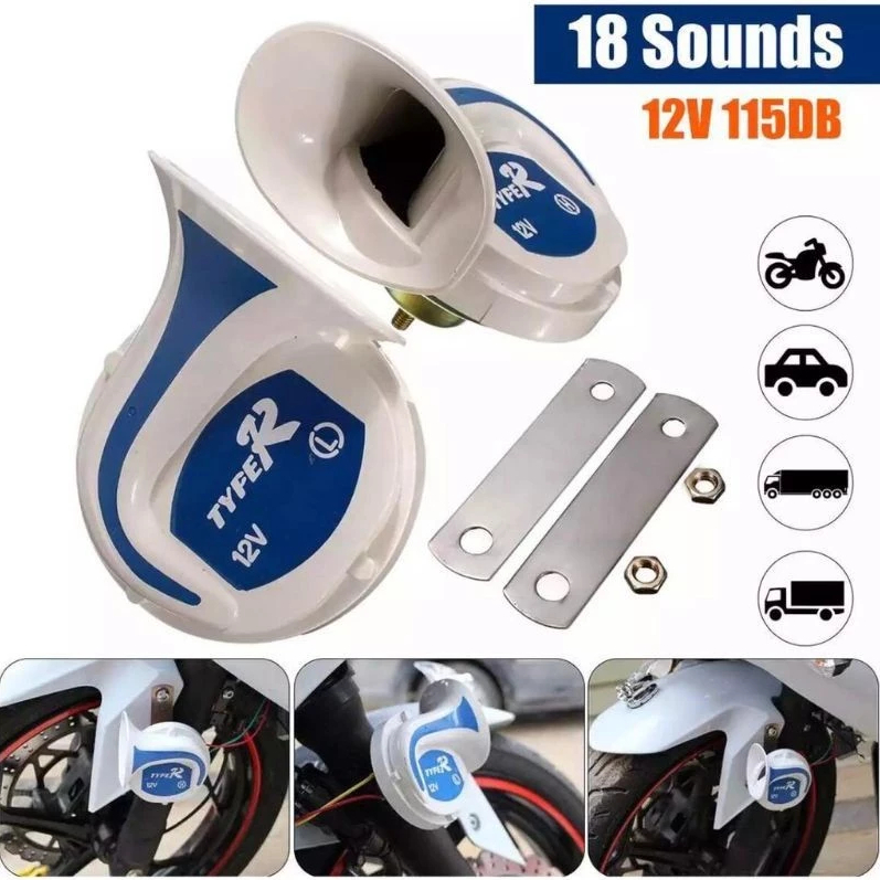 12V Car Motorcycle Magic Horn 18-Sounds Snail Tone Penggera Tanduk Kereta
