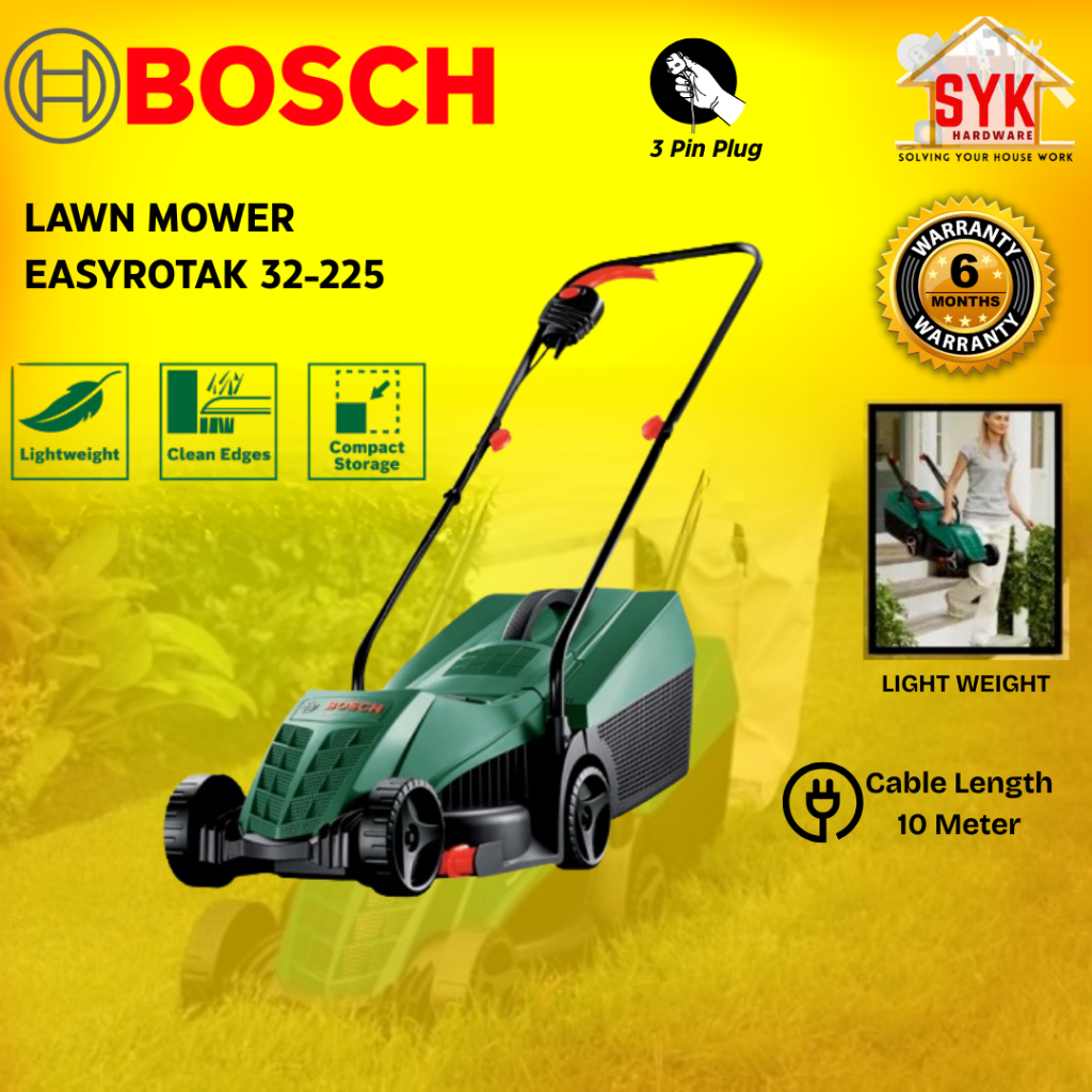 SYK BOSCH ROTAK 32-225 Lawn Mower Electric Grass Cutter Gardening Tools Mesin Rumput Tolak Mesin Potong Rumput