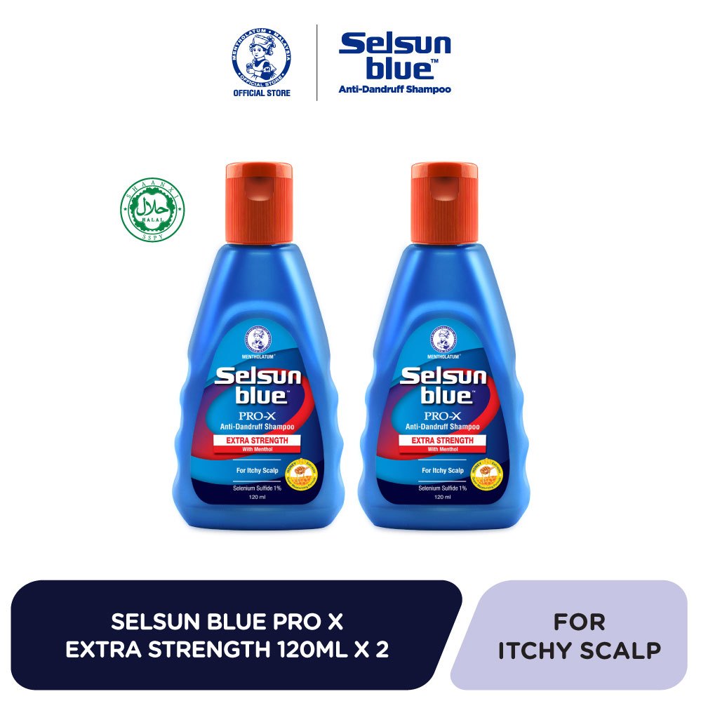 [Bundle of 2] Selsun Blue Pro Extra Strength Anti-Dandruff Shampoo 120ml [Soothe Itchy Scalp]