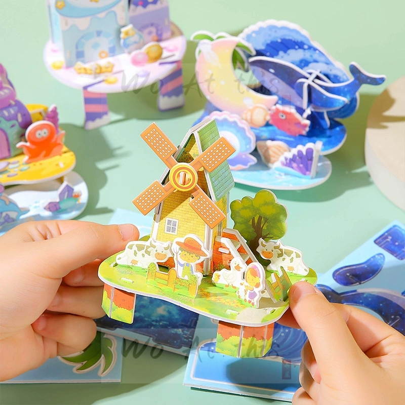 3D Paper Puzzle/Teka-Teki Anak Patung Kertas 3D/Children Puzzle Early Educational Toys/3D纸质拼图玩具（1PC）