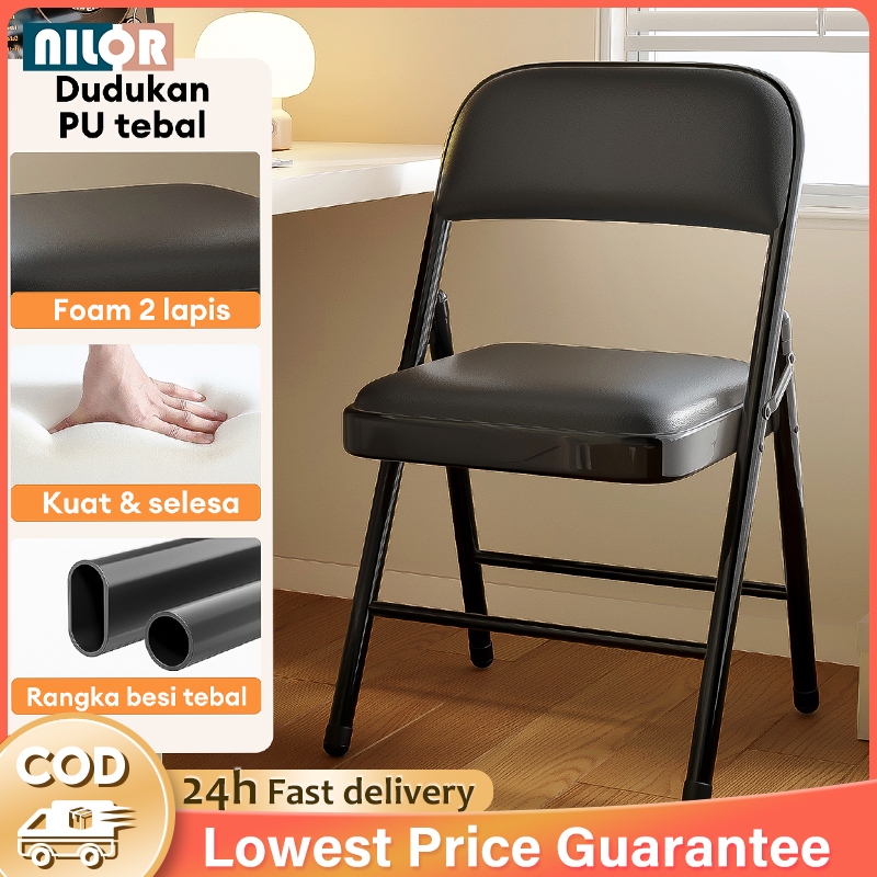 【No installation】 Foldable Chair With Cushion Negotiation Chair Conference Kerusi Lipat Home Study Office Chair 折叠椅/餐椅