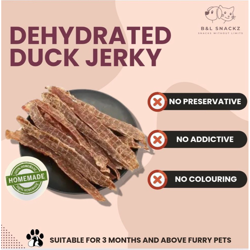 HOMEMADE DRIED DUCK JERKY SUITABLE FOR CAT/DOG (40g) Pet treats