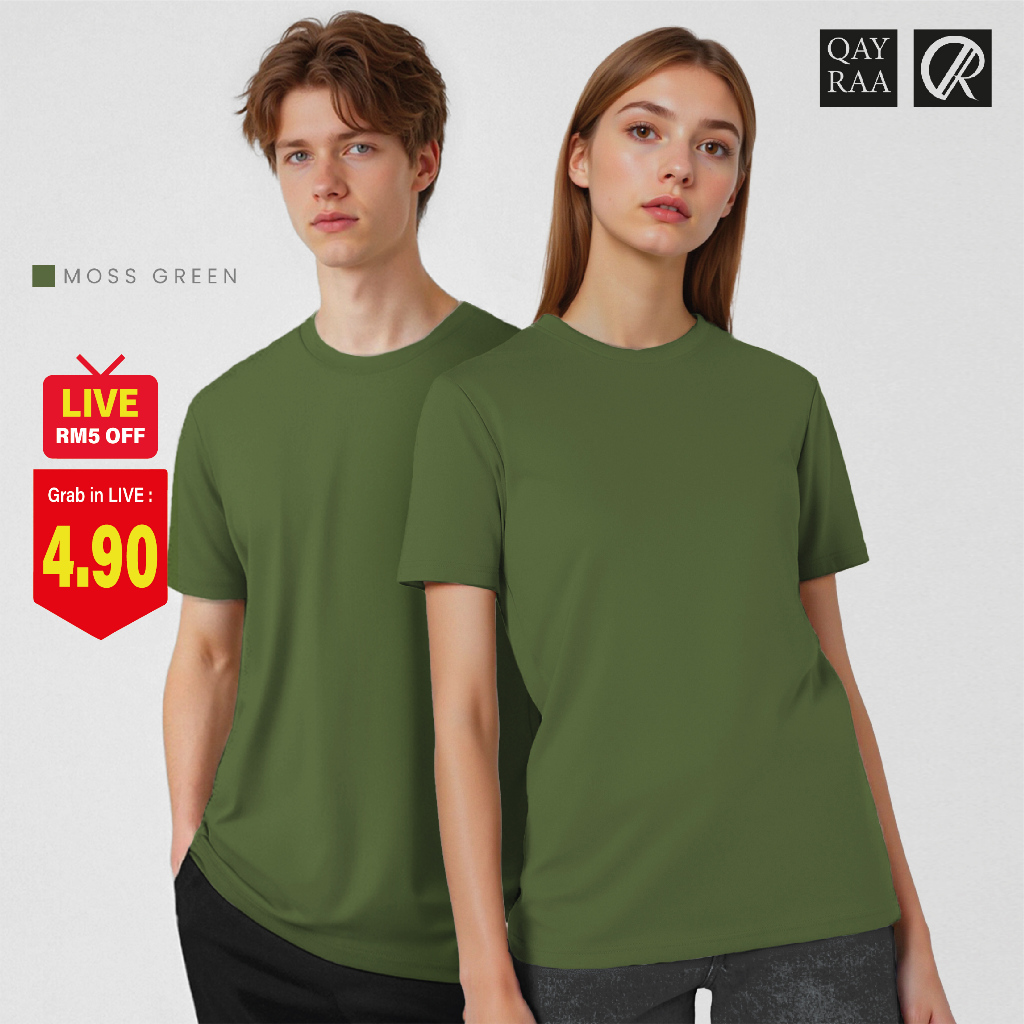 QAYRAA P2 Unisex Short Sleeve Microfiber Jersey Plain- Size S-5XL/Black/Maroon/DustyRose/NavyBlue/Green/Khaki/Purple/Red