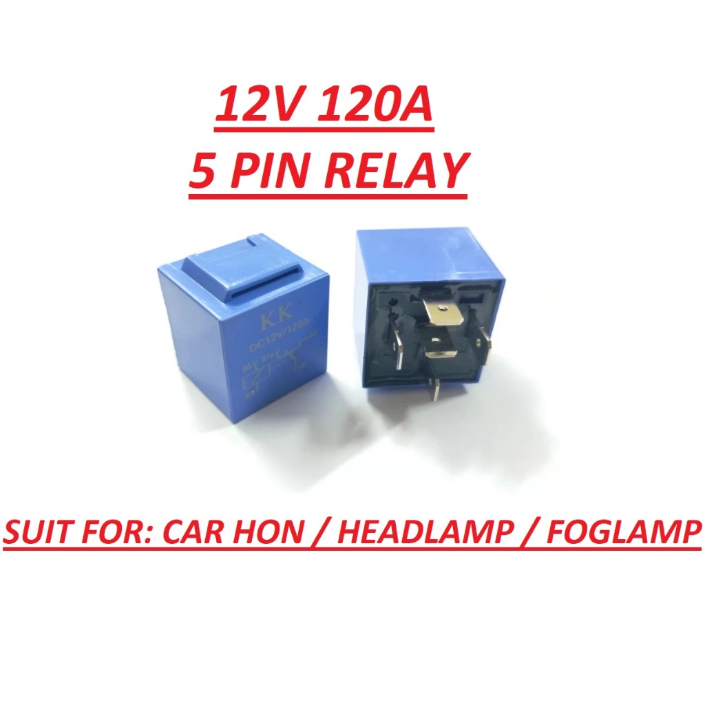 Car Motorcycle 12V 120A 5 Pin Relay Socket Clip Horn Headlamp Fog Lamp Light Control Device Kereta