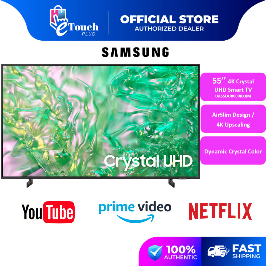 Samsung 55" l 55 Inch Flat 4K Crystal UHD Smart TV UA55DU8000KXXM Television Televisyen 电视机 Compatible PS5
