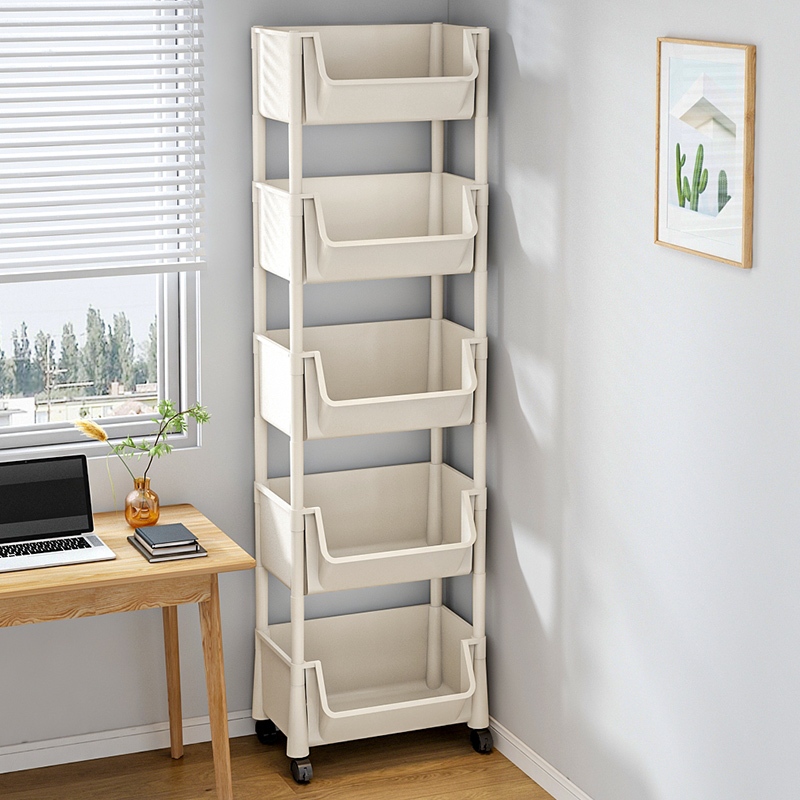X-Mart Storage Rack With Wheels Movable BookShelf Rack Multi-Layer Book Storage Rack Trolley Rak Buku