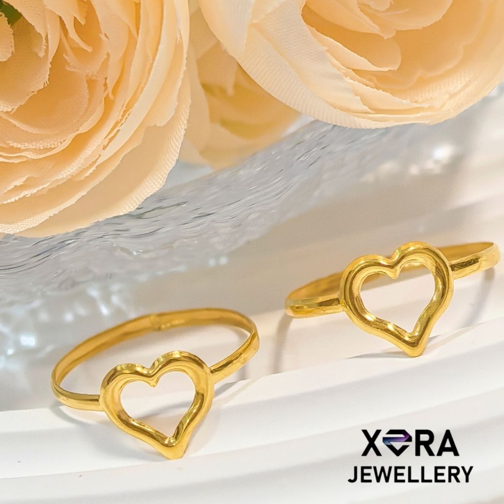 XERA 916金爱心镂空戒指 | 916 Single Love Gold Ring ｜ 916 cincin Emas | XERA JEWELLERY | 22K Ring