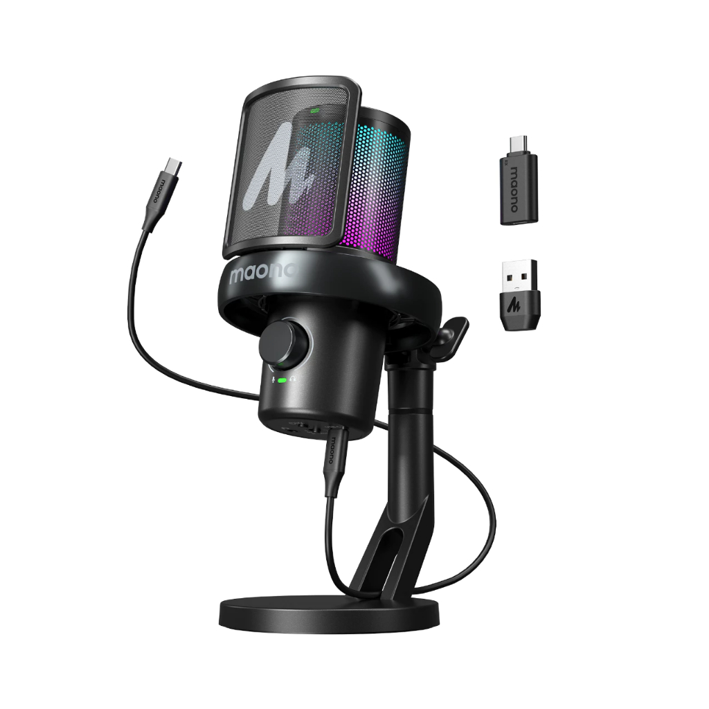 MAONO DM40 PRO WIRELESS GAMING MICROPHONE NOISE-CANCELLATION USB MIC WITH SOFTWARE, AI CHANGE VOICE 