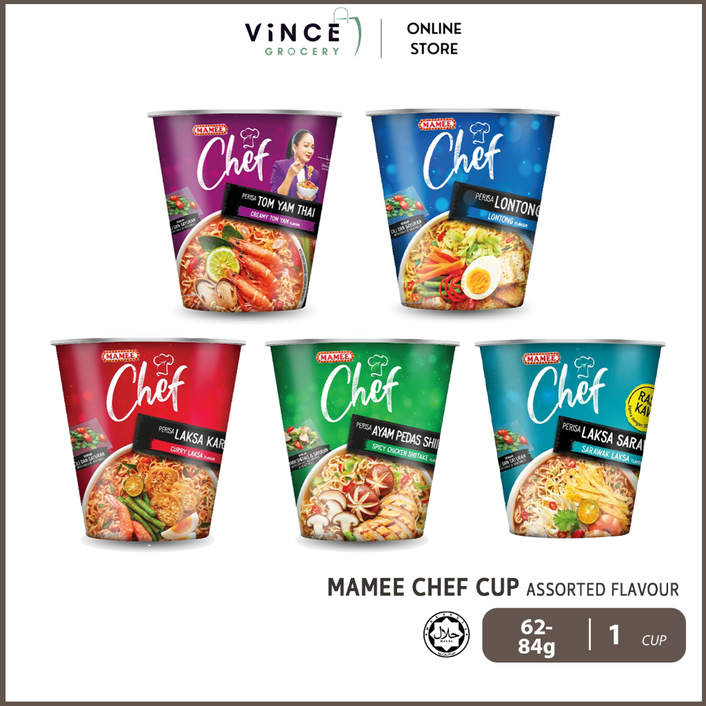 MAMEE CHEF Cup Noodles (Creamy Tom Yam / Lontong / Curry Laksa / Spicy Chicken Shiitake/ Wagyu Beef) | 62-84G