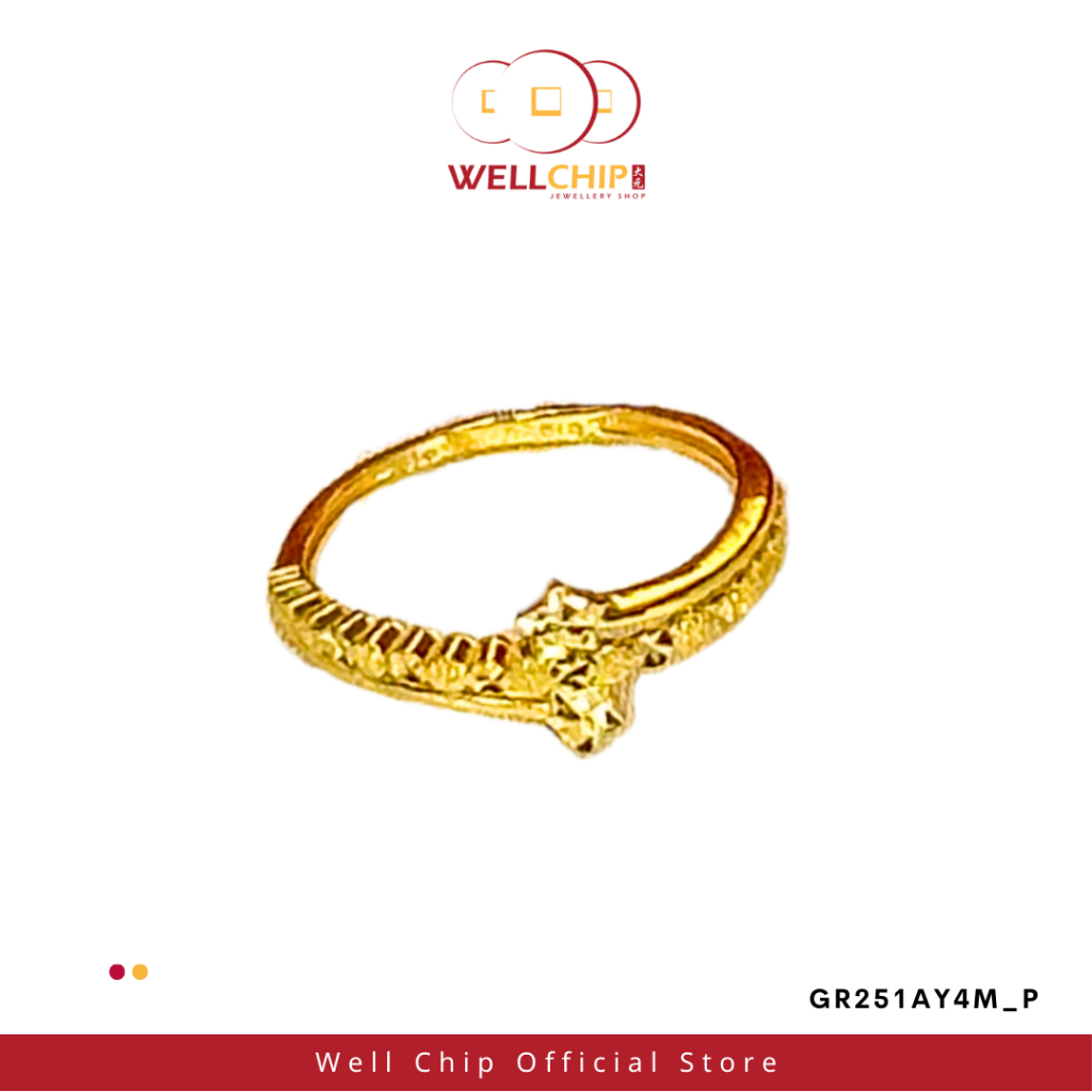 Cincin Emas 916 Bintang Berkilat | Shiny Star 916 Gold Ring | Emas 916 | Kedai Emas WELL CHIP