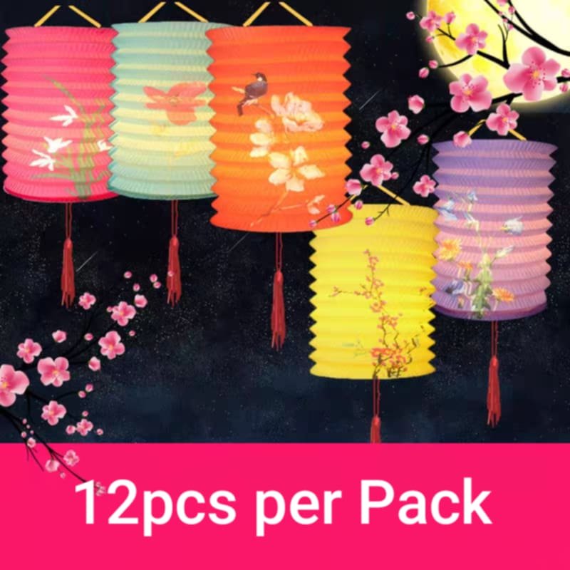 [12 pcs/pack] 中秋节传统纸灯笼 Mid Autumn Traditional Paper Lantern Lamp Candle Decoration Kitty Pikachu Mooncake