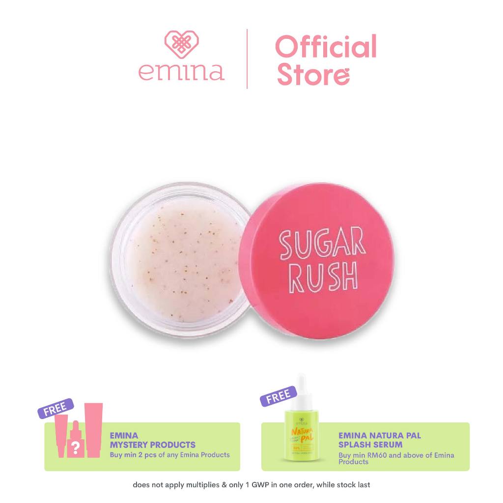 Emina Sugar Rush Lip Scrub 4.2g - Jojoba Oil, Coconut Oil, Avocado Oil