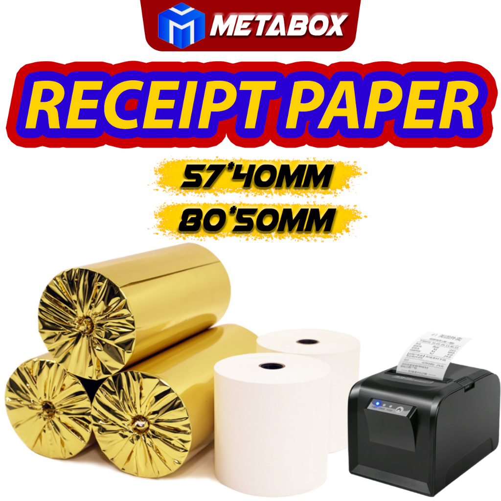 METABOX Coreless Thermal Paper Roll Receipt Roll Kertas Resit Roll Thermal Receipt Paper Roll57x40mm