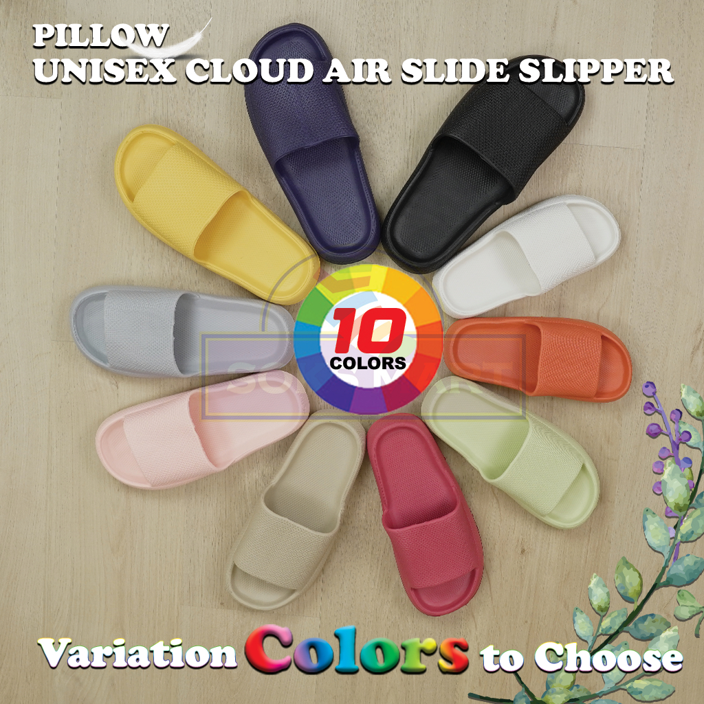 Slipper Selipar Pillow Unisex Cloud Air Slide Slipper Thick Sole Comfy Shoes Indoor Selipar Rumah Anti-Slip Sandal