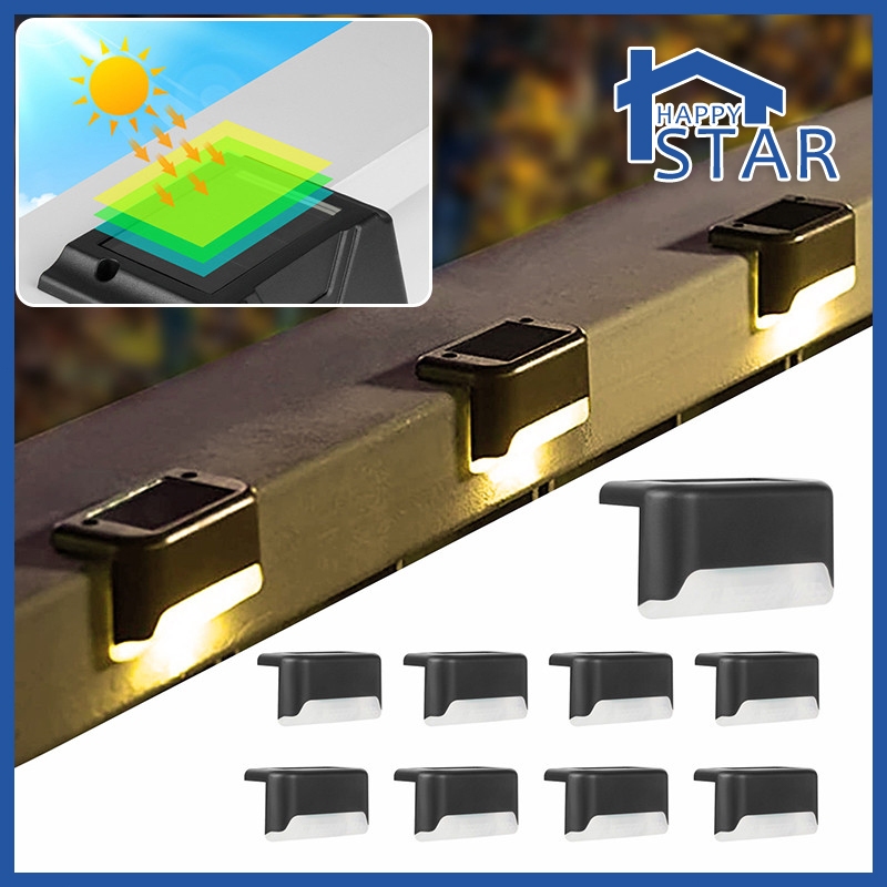 4PCS Solar Deck Light Outdoor IP65 Waterproof Solar Power Garden Lamps For Railing Stairs Step Fence