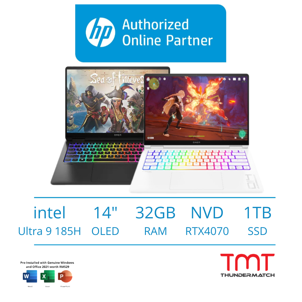 HP Omen Transcend 14-fb0039TX/fb0042TX Gaming Laptop | Intel Core Ultra 9 185H | 32GB RAM 1TB SSD | 