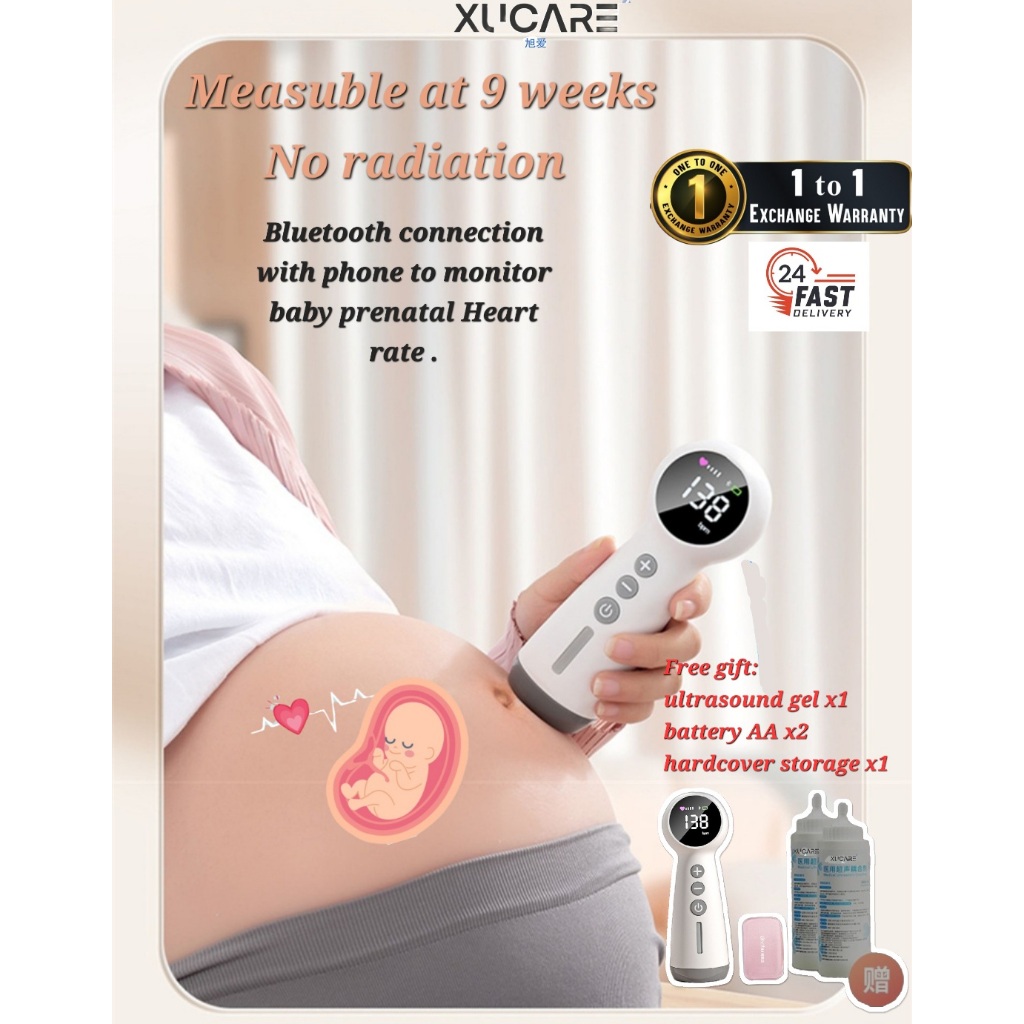 XU CARENo Radiation Bluetooth Transmission Rechargeable Fetal Doppler Baby Prenatal Heart Rate Monitor Heartbeat Detect