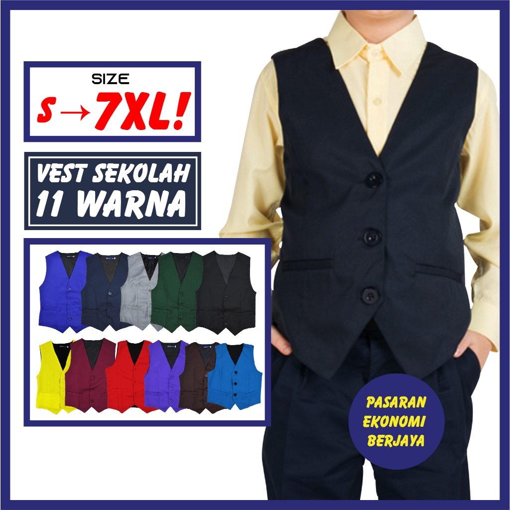 VEST SEKOLAH PENGAWAS UNISEX PREMIUM SCHOOL UNIFORM PREFECT STUDENT PLUS SIZE RENDAH MENENGAH
