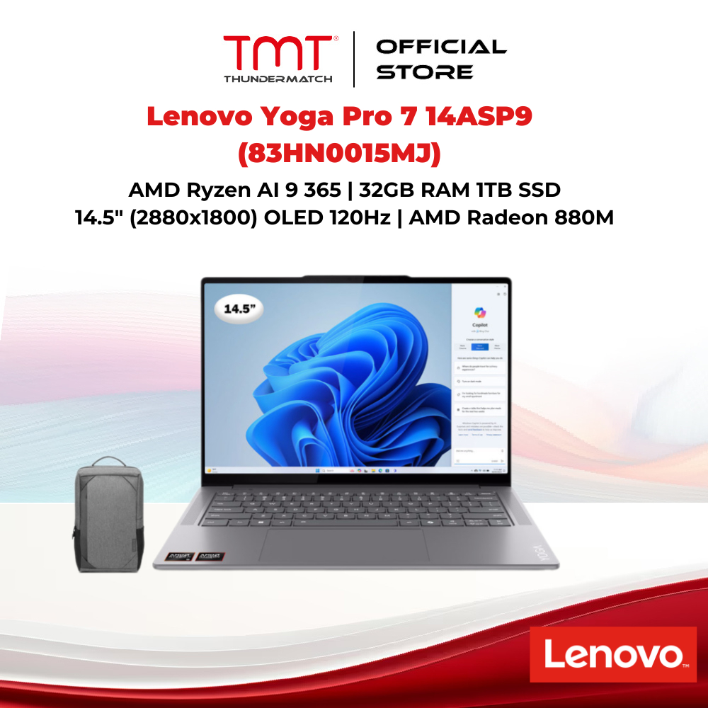 Lenovo Yoga Pro 7 14ASP9 (83HN0015MJ) Laptop | AMD Ryzen AI 9 365 | 32GB RAM 1TB SSD | 14.5" (2880x1
