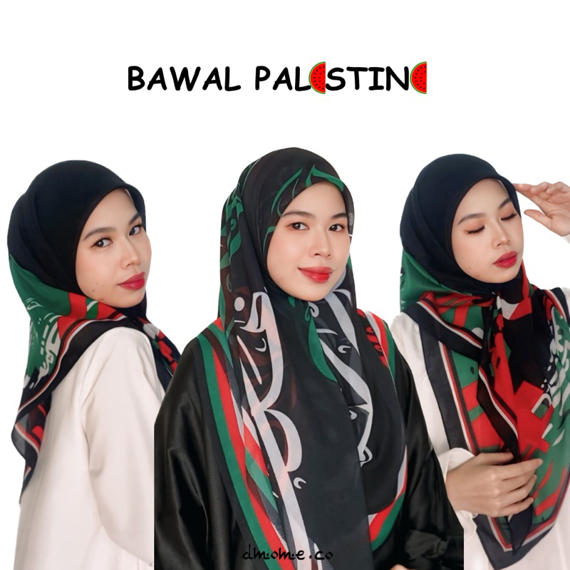 tudung bawal palestine solidariti ready stock bidang45 cotton chiffon square scarf