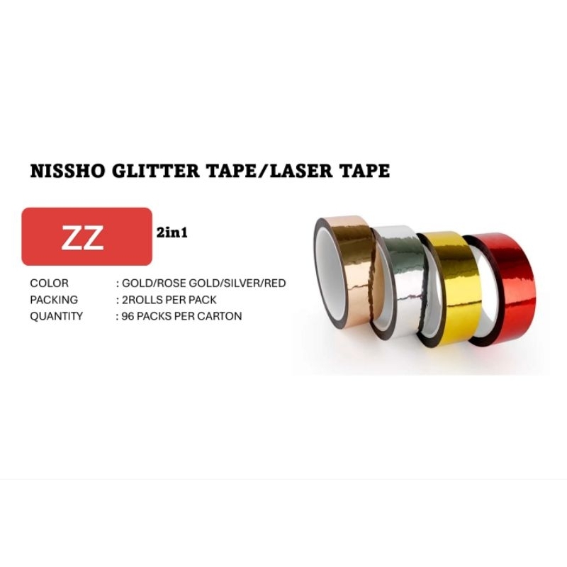 Laser / Glitter / Jar Tape Gold Rose Silver Red 18mm X 40Y Nissho