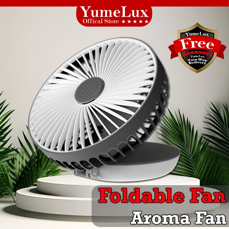 YumeLux Foldable Mini Fan Portable Rechargeable Diffuser Desktop Kipas Mini Berdiri Angin Murah 风扇