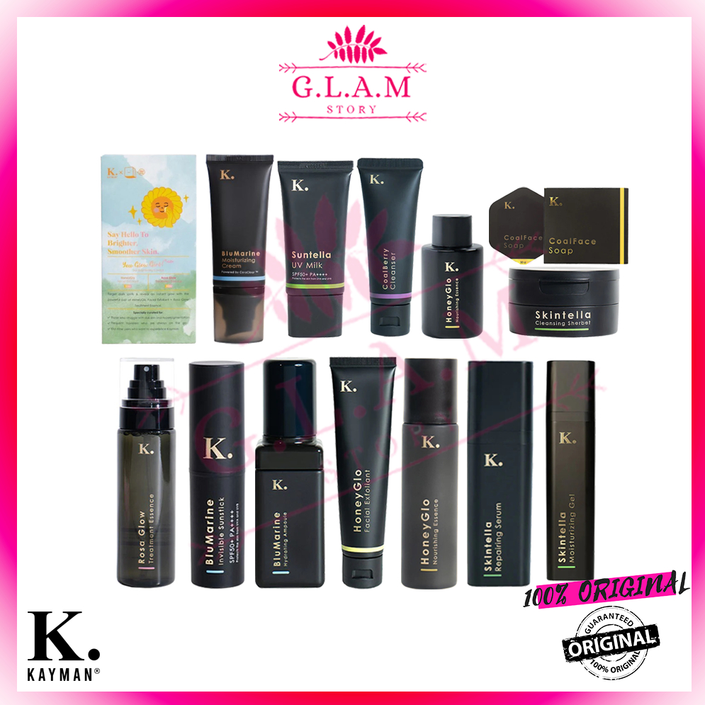 KAYMAN BEAUTY Coalface Soap , COALBERRY CLEANSER, Rosa Glow Essence , Skintella Serum, HoneyGlo, Hyalu Melon Mist Toner