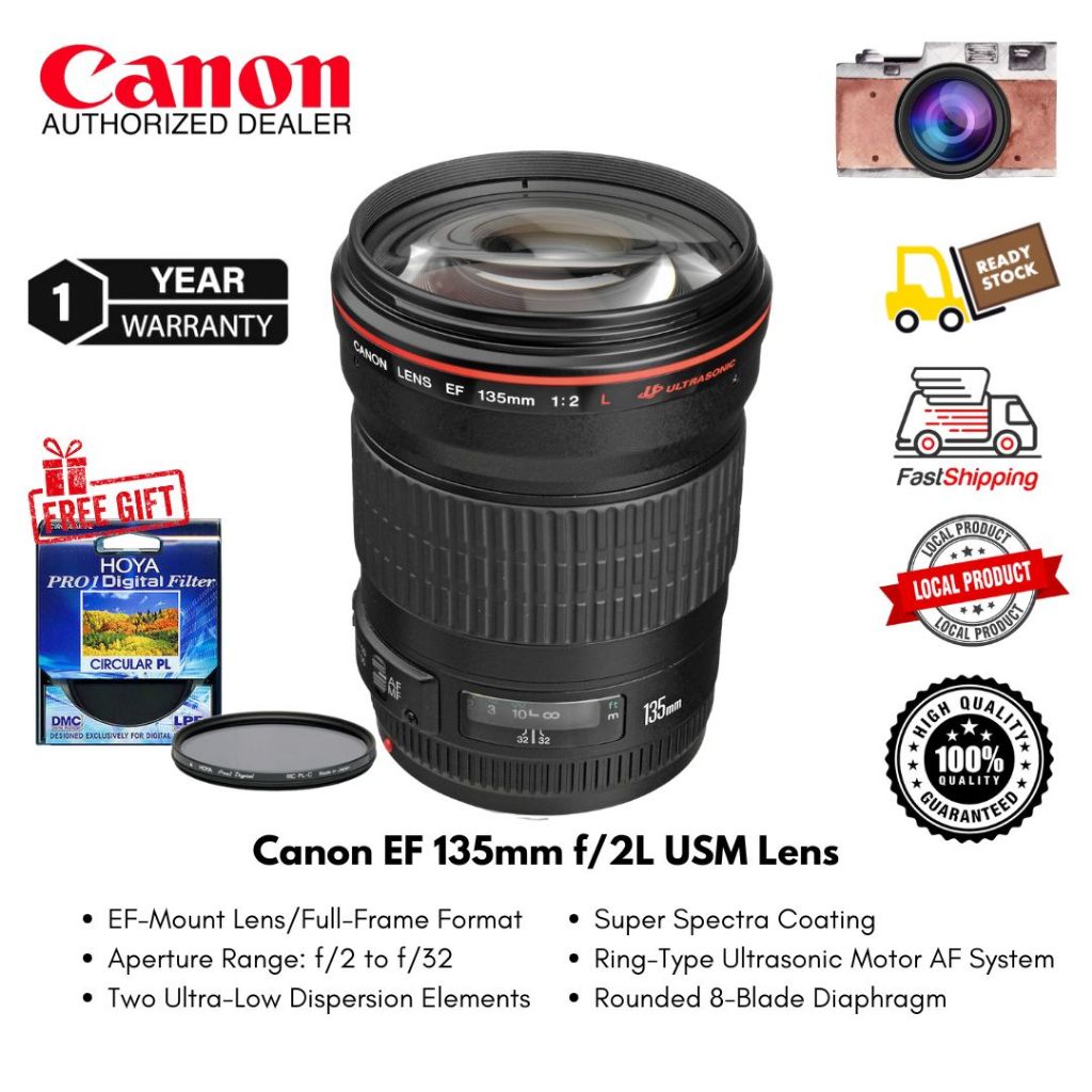 Canon EF 135mm f/2L USM Lens Full-Frame Format ( 1 Year Warranty )