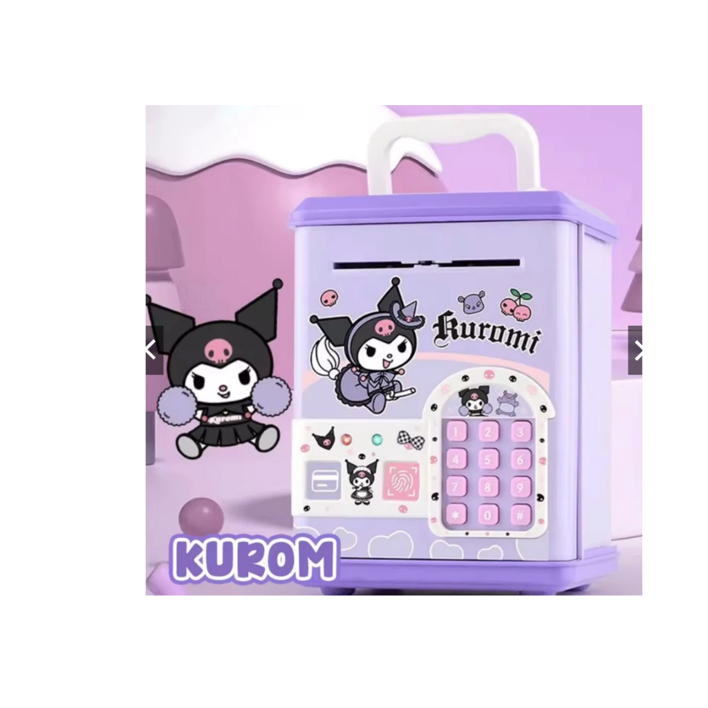 KUROMI ATM Machine Unlock with Card & Fingerprint Tabung Simpanan ATM Password Safe Box Tabung Music Coin Bank 存钱罐