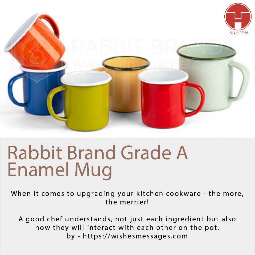 [TeoHin] Grade A Enamel Mug, Rabbit Brand, Thailand, cawan, glass, saduk, Red, Green, yellow, color, 9cm, 11cm, thick