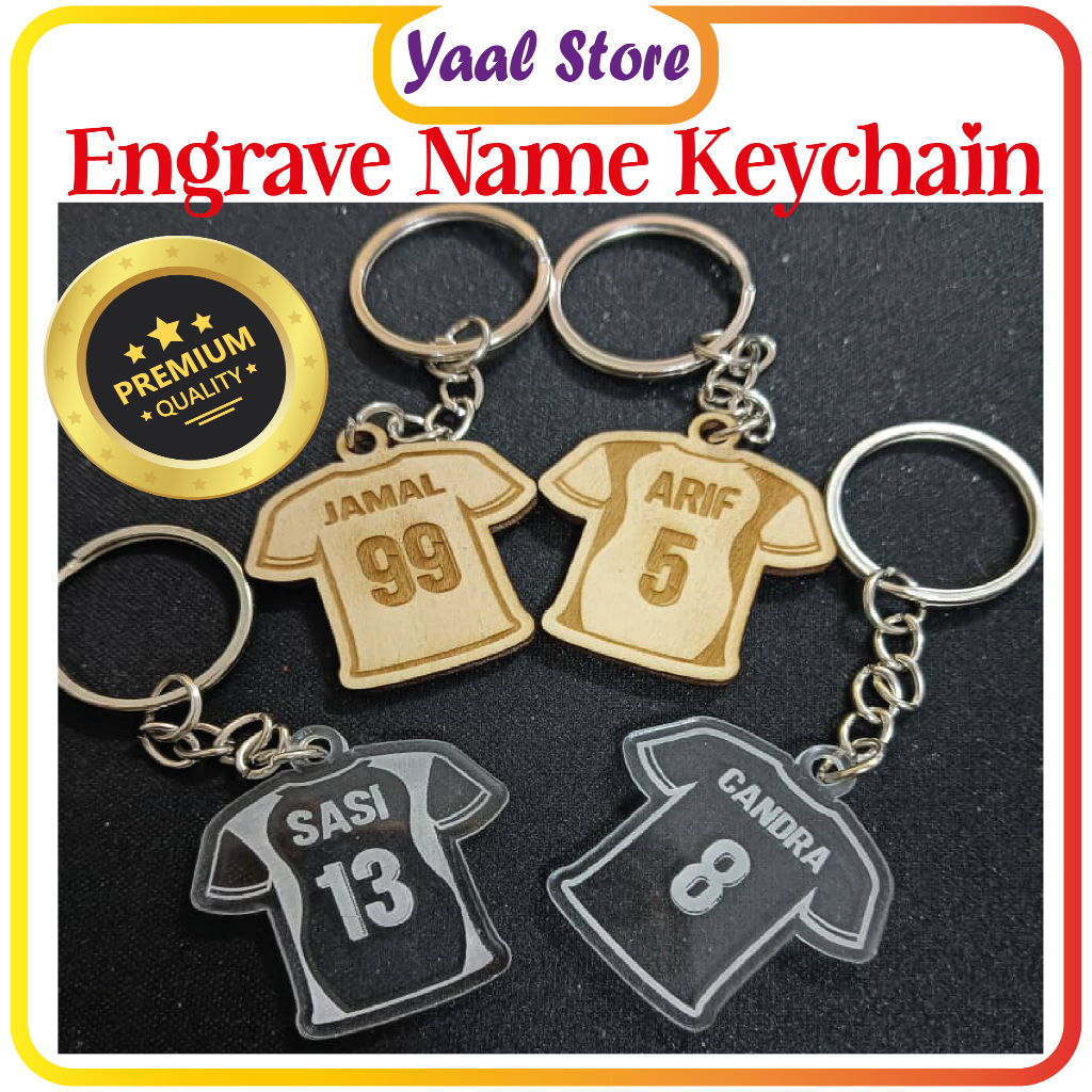 Keychain Custom Nama Keychain Baju Jersey Keychain Kayu & Acrylic Custom Nama Keychain Murah NO MINIMUM QUANTITY!!