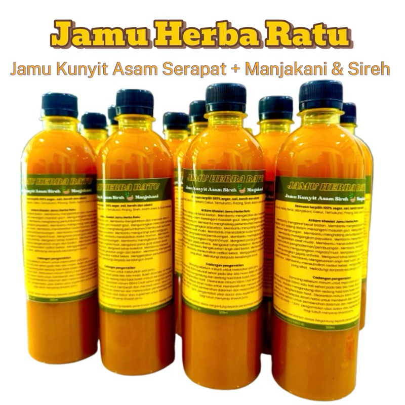 Jamu Herba Ratu | Jamu Kunyit Asam Serapat + Manjakani & Sirih | 500ml Homemade