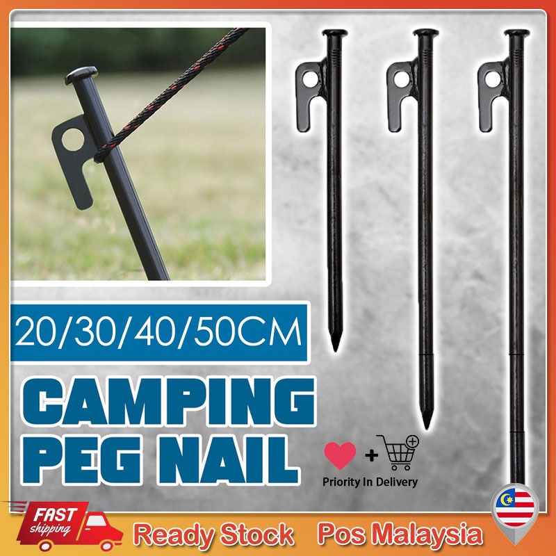 Camping Tent Peg 20/30/40cm Pancang Khemah Besi Tent Nail Stake Peg Tarp Flysheet Sand Peg Stake Nail